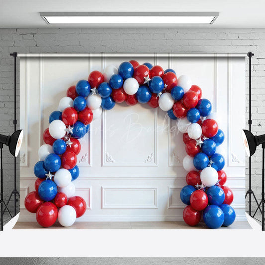 Lofaris Red White And Stars Arch Balloon Cake Smash Backdrop