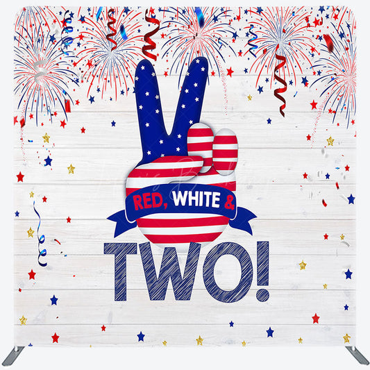 Lofaris Red White And Two Birthday Square Tension Backdrop