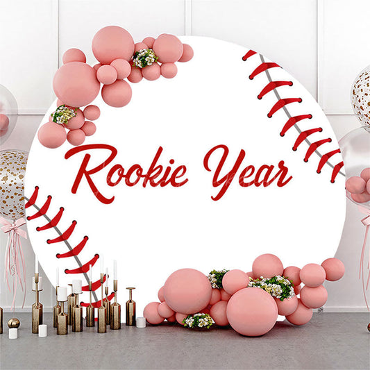 Lofaris Red White Baseball Rookie Years Sport Round Backdrop