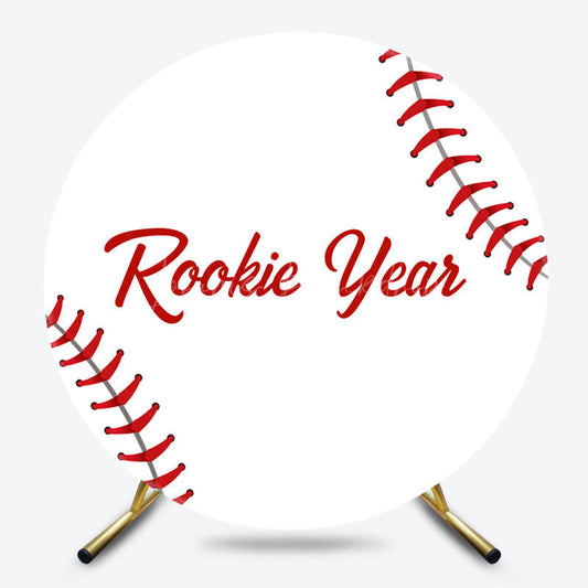 Lofaris Red White Baseball Rookie Years Sport Round Backdrop