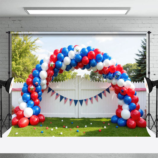 Lofaris Red White Blue Balloons Fence Cake Smash Backdrop