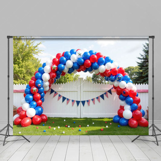 Lofaris Red White Blue Balloons Fence Cake Smash Backdrop