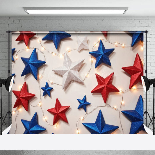 Lofaris Red White Blue Stars Light Independence Day Backdrop