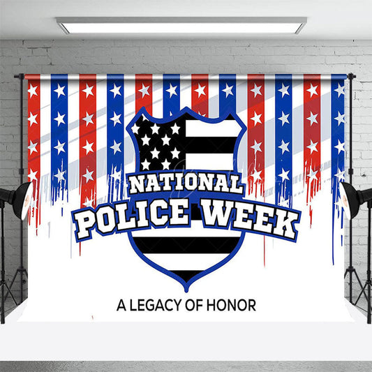 Lofaris Red White Blue Stars National Police Week Backdrop