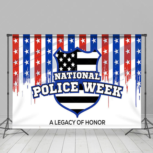 Lofaris Red White Blue Stars National Police Week Backdrop