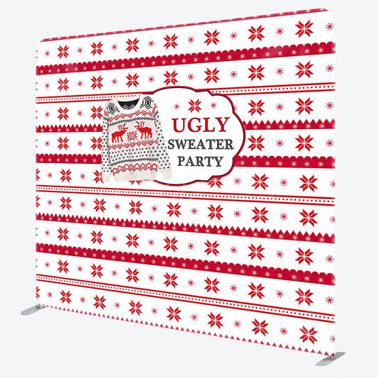 Lofaris Red White Christmas Ugly Sweater Pillow Case Backdrop