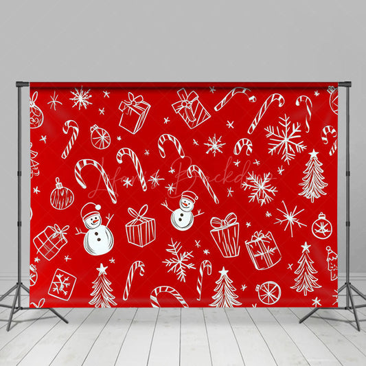 Lofaris Red White Cute Candy Cane Winter Christmas Backdrop