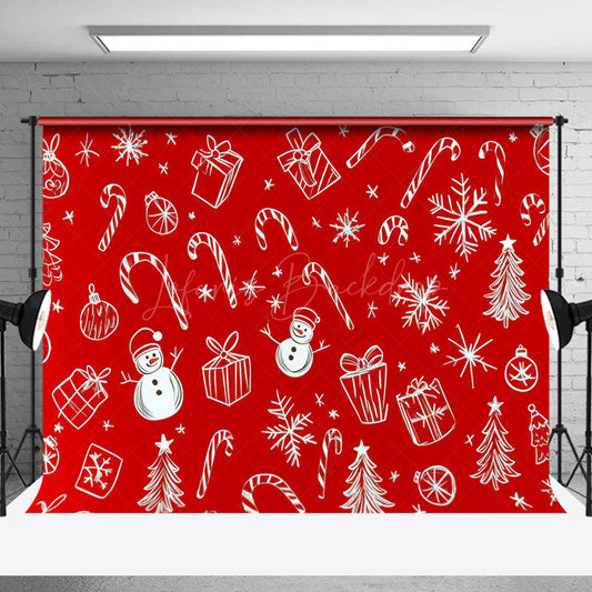 Lofaris Red White Cute Candy Cane Winter Christmas Backdrop