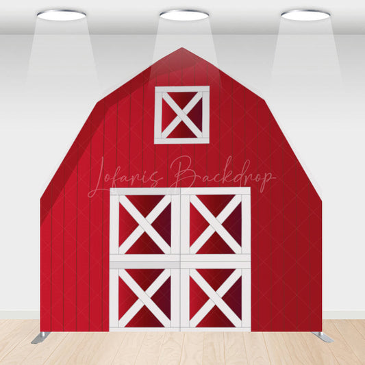 Lofaris Red White Farm Barn Door Arch Party Decor Backdrop