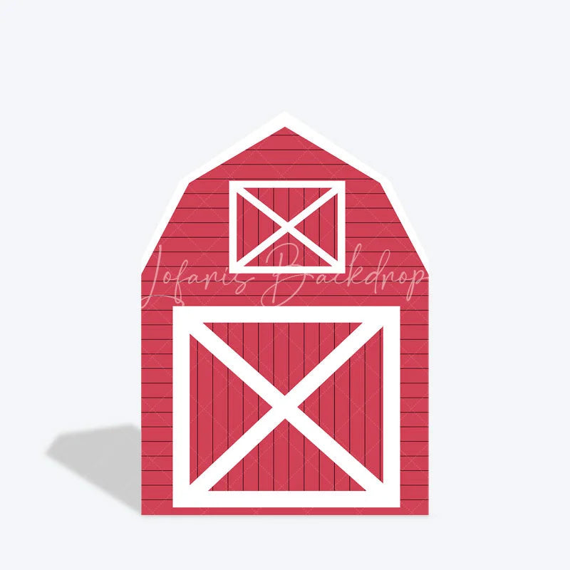 Lofaris Red White Farm House Barn Door Arch Party Backdrop