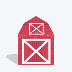Lofaris Red White Farm House Barn Door Arch Party Backdrop