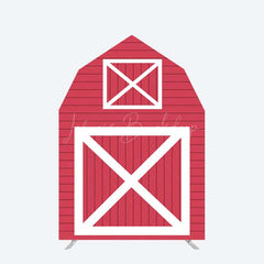 Lofaris Red White Farm House Barn Door Arch Party Backdrop
