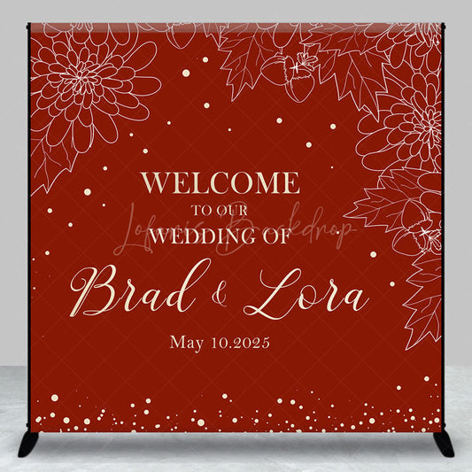 Lofaris Red White Floral Custom Name Bridal Shower Backdrop