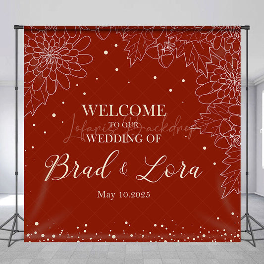 Lofaris Red White Floral Custom Name Bridal Shower Backdrop