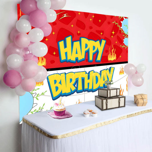 Lofaris Red White Genius Paw Leaves Happy Birthday Backdrop