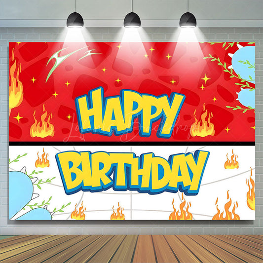 Lofaris Red White Genius Paw Leaves Happy Birthday Backdrop