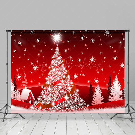 Lofaris Red White Snow Christmas Tree Xmas Party Backdrop