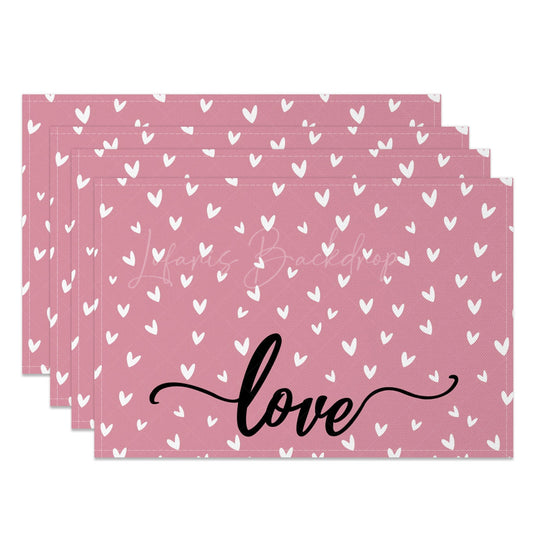 Lofaris Red White Valentines Hearts Pink Set Of 4 Placemats