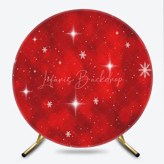 Lofaris Red Winter Snowflakes Sparkling Round Backdrop with Bokeh Effect Christmas Holiday Party Decor