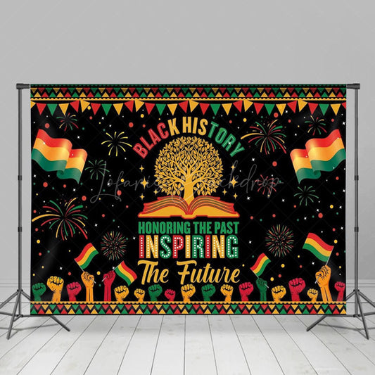 Lofaris Red Yellow Green Flag Black History Month Backdrop