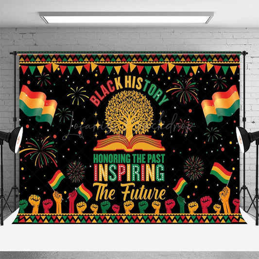 Lofaris Red Yellow Green Flag Black History Month Backdrop