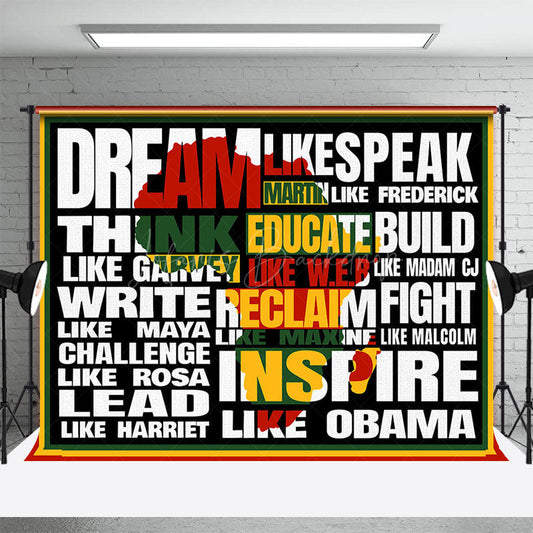 Lofaris Red Yellow Green Slogan Black History Month Backdrop