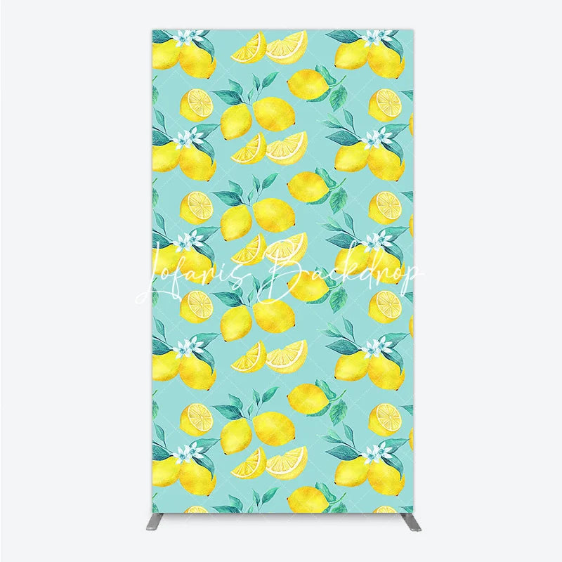 Lofaris Refreshing Watercolor Lemon and Slices Rectangle Arch Backdrop with Green Leaves Fresh Citrus Summer Party Decor