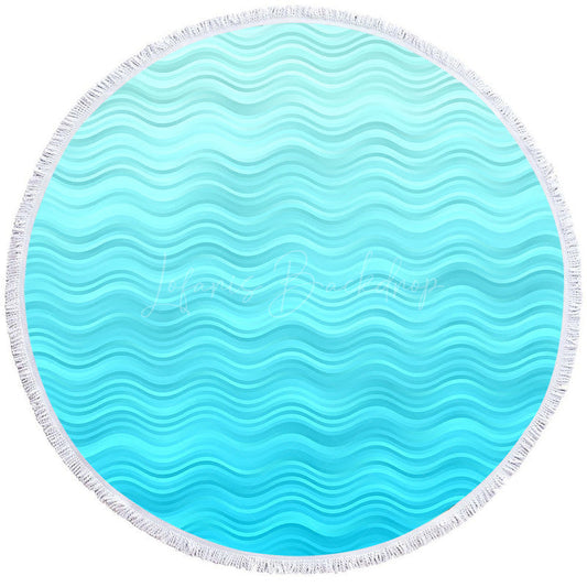 Lofaris Regular Sea Waves Pattern Summer Round Beach Towel