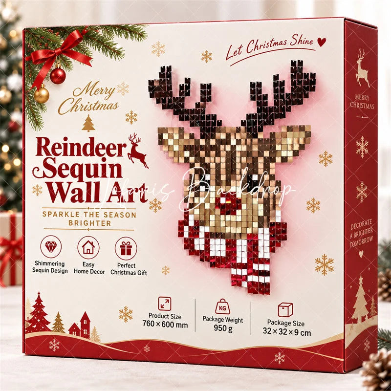 Lofaris Reindeer Shimmer Wall Backdrop Festive Christmas Winter Holiday Party Decor