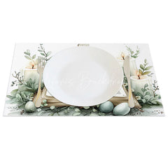 Lofaris Religious Easter Cross Bible Set of 4 Placemats Holy Candle Egg Decoration Spring Faith Dining Table Mat