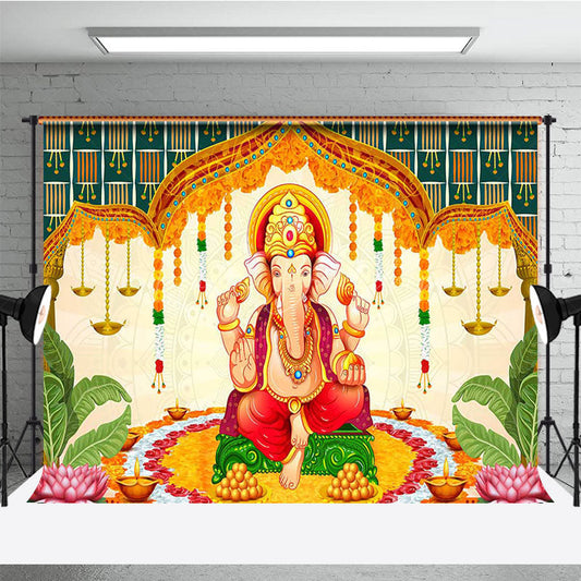 Lofaris Religious Elephant God Ganesh Chaturthi Backdrop