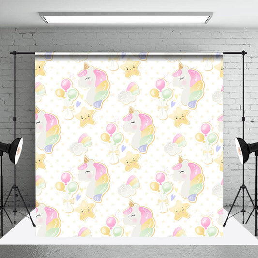 Lofaris Repeat Balloons Unicorn Star Cake Smash Backdrop