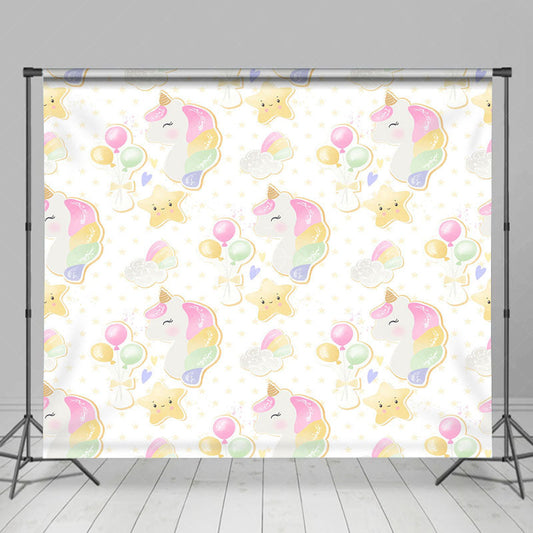 Lofaris Repeat Balloons Unicorn Star Cake Smash Backdrop