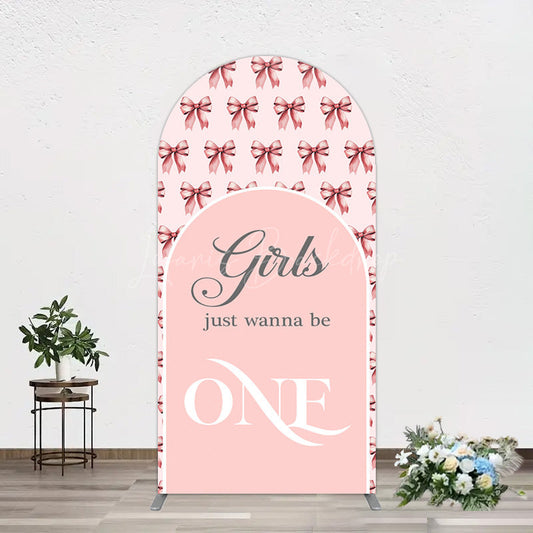Lofaris Repeated Bow Girls Just Wanna Be One Arch Backdrop