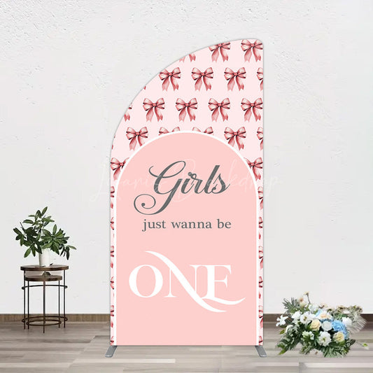 Lofaris Repeated Bow Girls Just Wanna Be One Half Moon Arch Backdrop