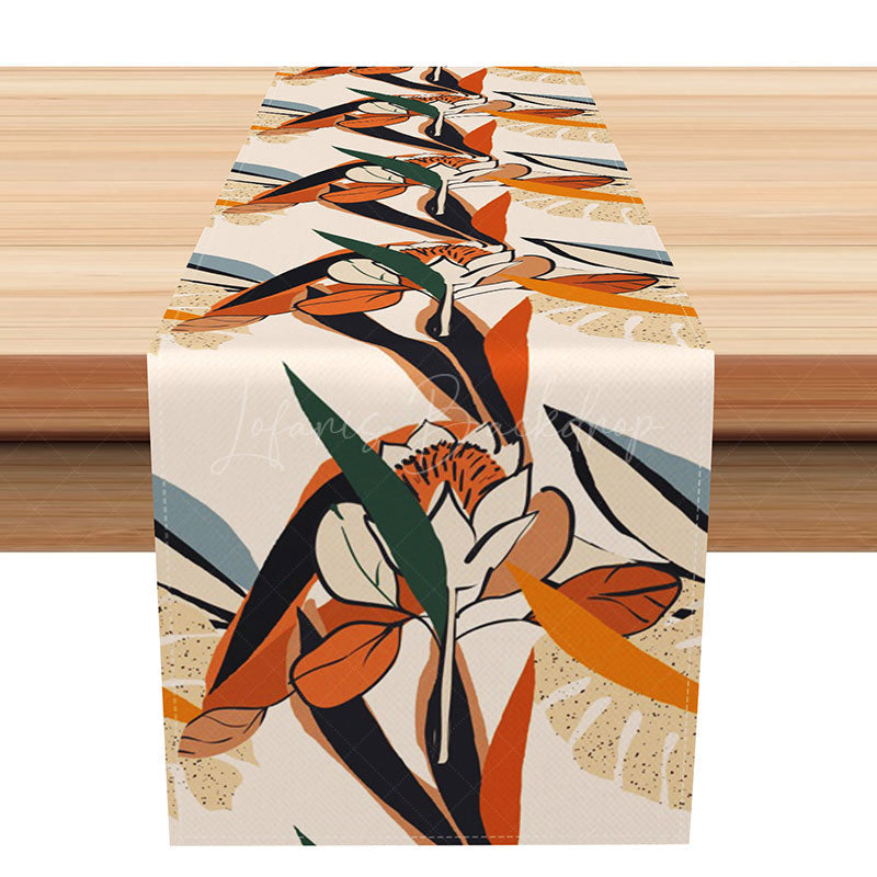 Lofaris Repeating Floral Pattern Autumn Table Runner Step and Repeat Botanical Design Elegant Fall or Thanksgiving