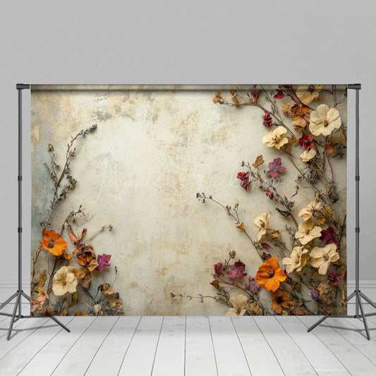 Lofaris Retro Abstract Beige Wall Dried Flower Photo Backdrop