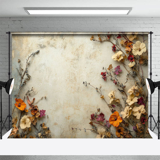 Lofaris Retro Abstract Beige Wall Dried Flower Photo Backdrop