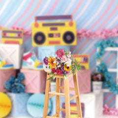 Lofaris Retro Back To 90S Baby Cake Smash Photography Backdrop