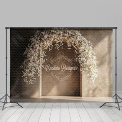 Lofaris Retro Beige Arch Wood Floor Floral Room Set Backdrop