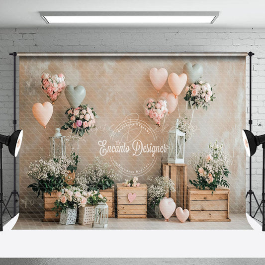 Lofaris Retro Beige Wall Balloons Plant Floral Backdrop