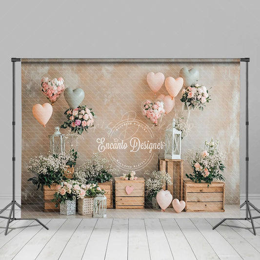 Lofaris Retro Beige Wall Balloons Plant Floral Backdrop