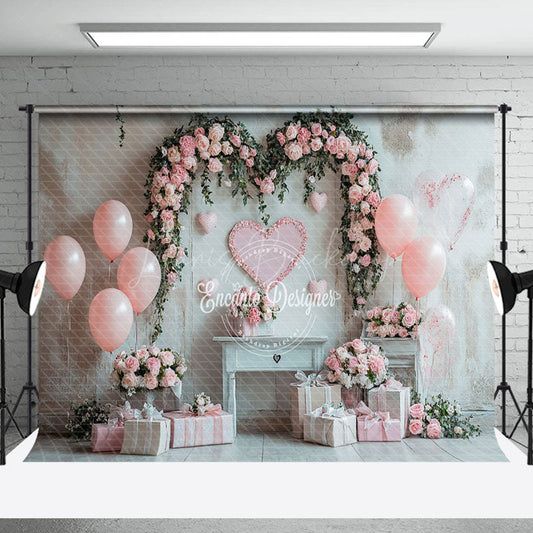 Lofaris Retro Beige Wall Balloons Romantic Floral Backdrop