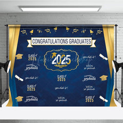 Lofaris Retro Blue Step And Repeat Congrats Grad Backdrop