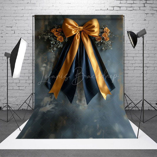 Lofaris Retro Blue Wall Floral Bow Tie Photo Backdrop
