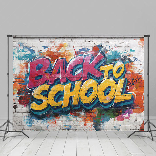Lofaris Retro Bricks Wall Graffiti Back To School Backdrop
