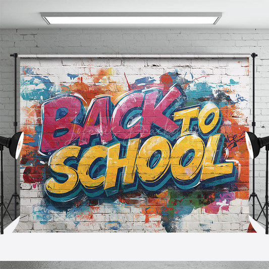 Lofaris Retro Bricks Wall Graffiti Back To School Backdrop