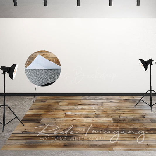 Lofaris Retro Brown Natural Wood Grain Fabric Floor Backdrop