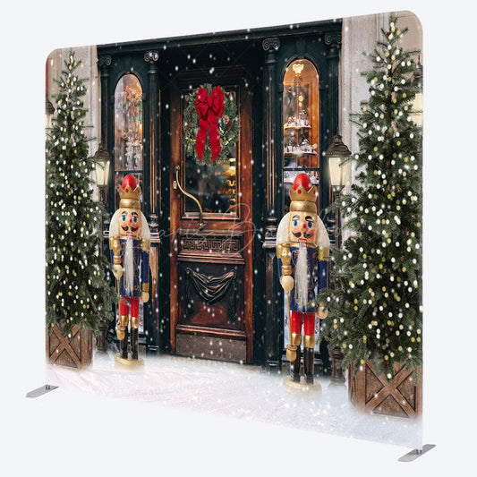 Lofaris Retro Christmas Door Double-Sided Square Backdrop