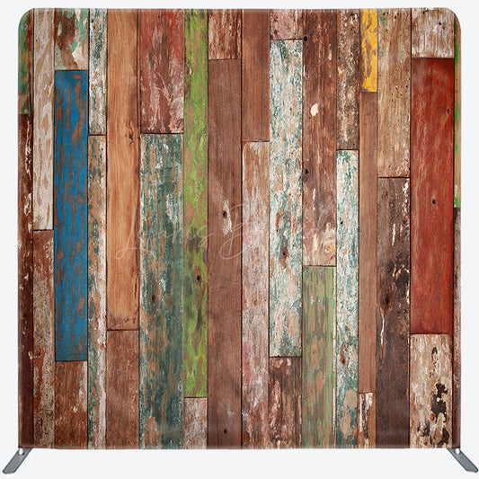 Lofaris Retro Color Wooden Wall Photo Square Tension Backdrop